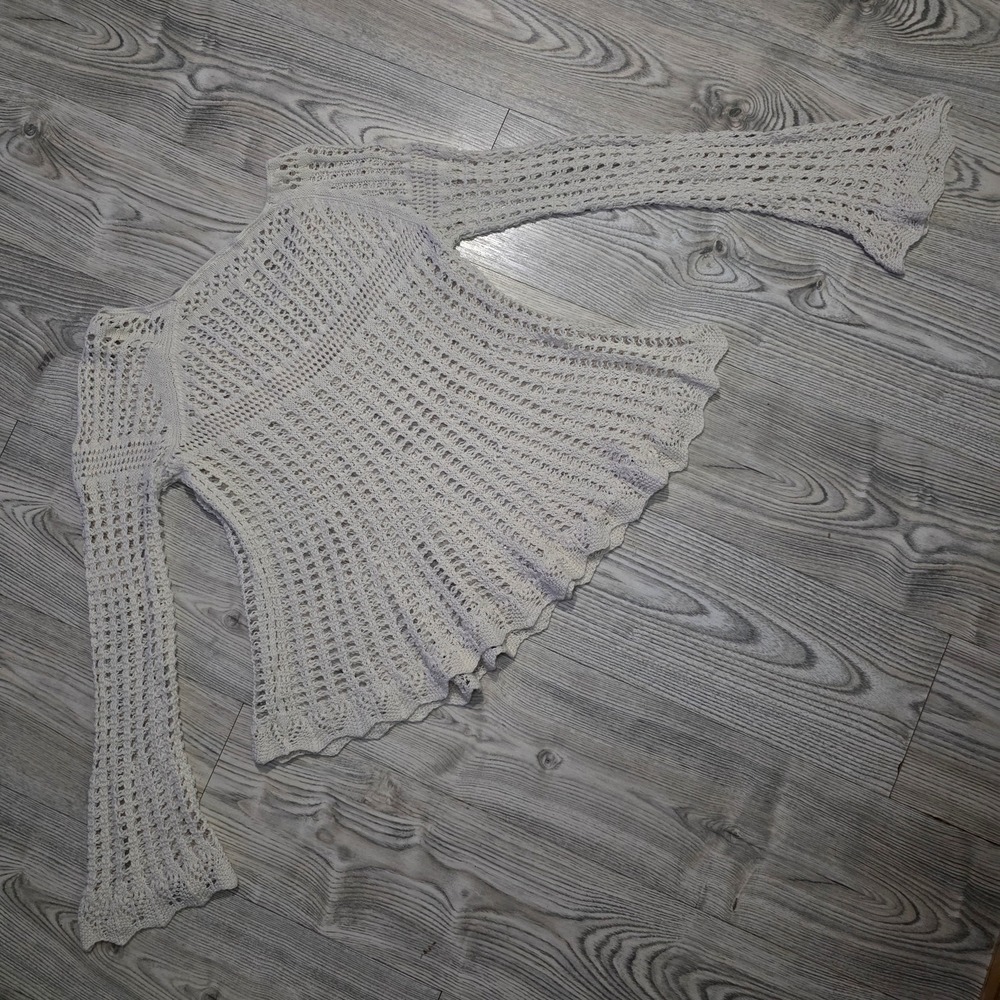 Free People Crochet Bell Sleeve Boho Top Size Large - Picture 5 of 5